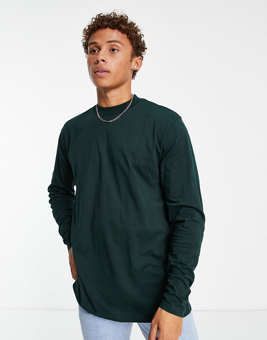 Brave Soul oversized long sleeve top with high neck in green