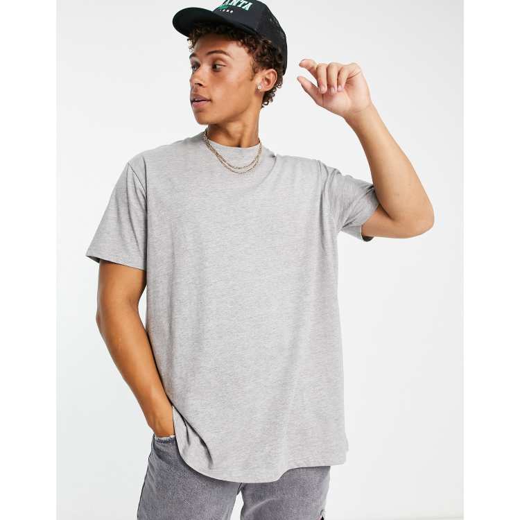 Brave Soul oversized t-shirt in light gray marl