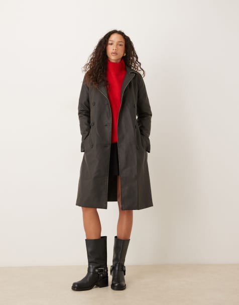 Brave Soul Oversized pu double breasted mac in brown - view 1