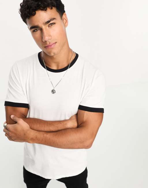 Brave Soul oversized ribbed t-shirt in white