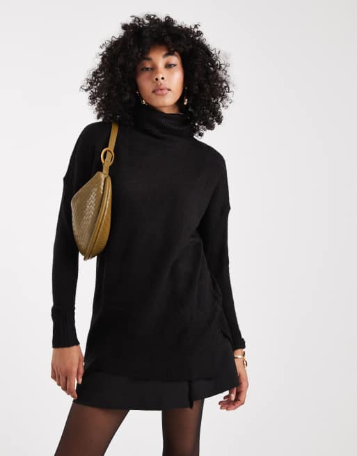 Brave Soul oversized roll neck jumper in black, 4 of 4