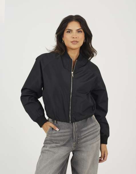 Brave Soul Oversized sleeve bomber jacket in black - view 1