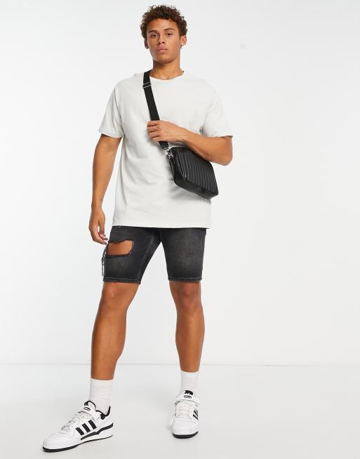 Brave Soul oversized t-shirt in ecru marl, 4 of 4