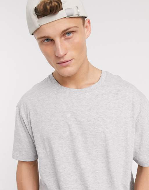 Brave Soul oversized t-shirt in light gray marl