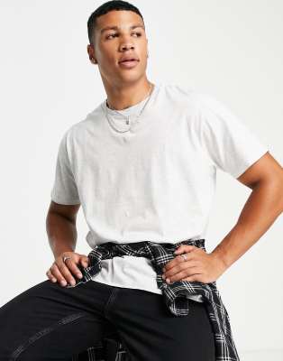 Brave Soul Brave Soul oversized t-shirt in silver grey-White