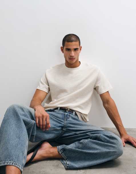 Brave Soul - Oversized T-shirt met opstaande hals in stone - view 1