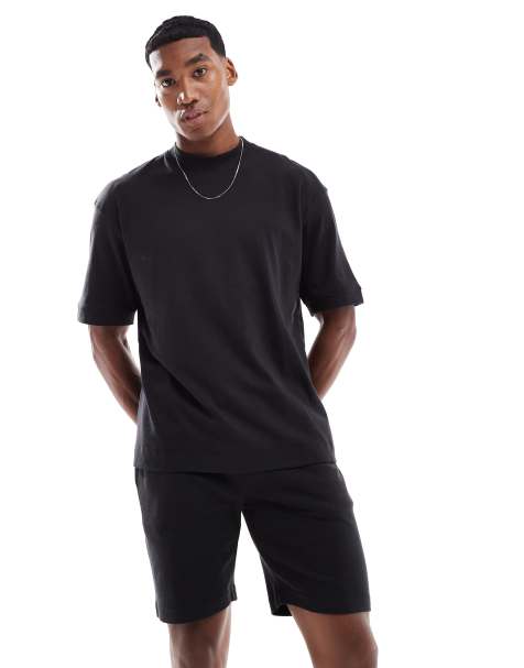 Brave Soul Oversized t-shirt & short co-ord set in black - view 1