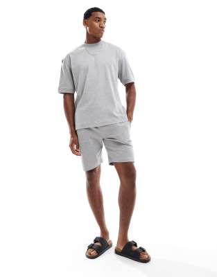 Brave Soul Oversized t-shirt & short co-ord set in grey - view 1