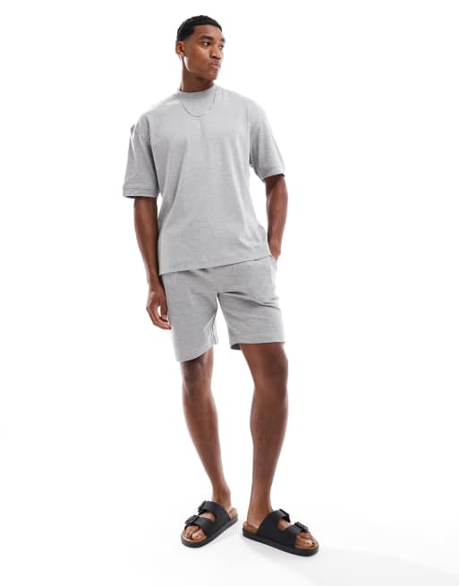 Brave Soul Oversized t-shirt & short co-ord set in grey