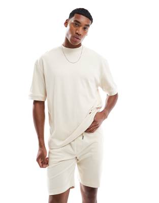 Brave Soul Oversized t-shirt & short co-ord set in taupe - view 1
