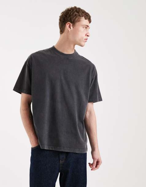 Brave Soul - Oversized T-shirt van 240gsm zware stof met acid wash in donkergrijs - view 1