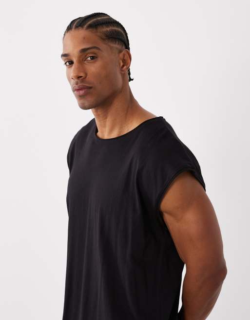 Brave Soul oversized tank singlet in black, 4 of 5