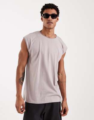 Brave Soul Oversized Tank Top In Metallic