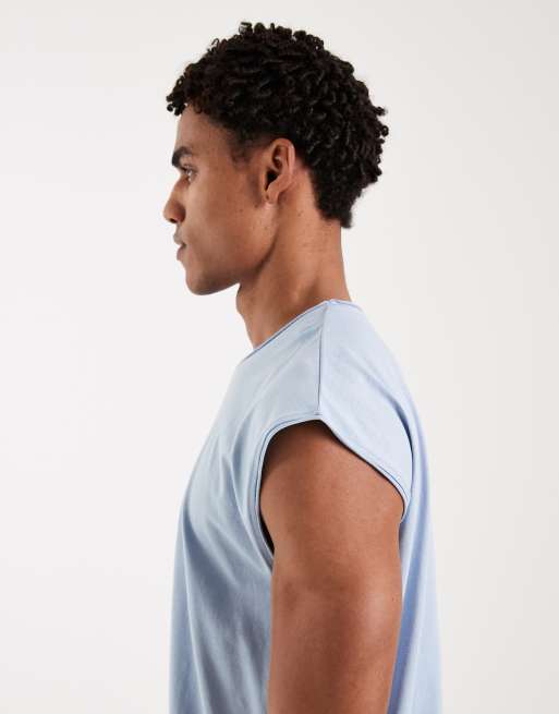 Brave Soul oversized tank top in light blue, 4 of 5
