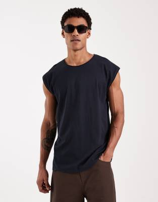 Brave Soul Oversized Tank Top In Blue