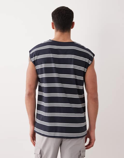 Brave Soul - Oversized tanktop i marineblå og hvide striber, 5 af 5