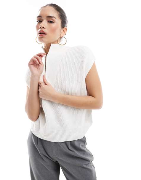 Brave Soul - Oversized tanktop met rits in wit - view 1