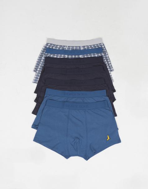 Brave Soul Pack of 7 boxers with embroidery detail in navy - view 1