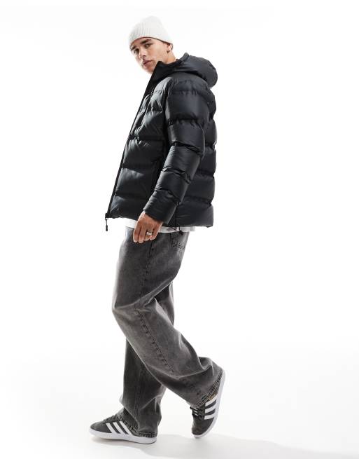 Brave Soul padded funnel neck puffer jacket with chest pockets in black, 4 of 4
