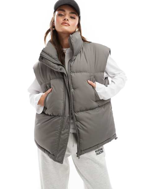 Brave Soul padded gilet vest in dark grey - view 1