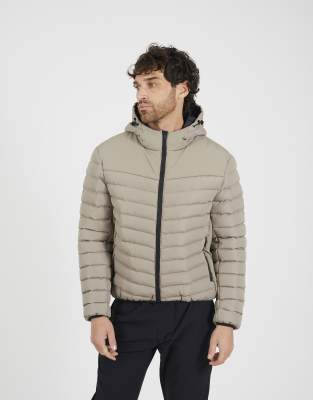 Brave Soul Padded hooded jacket in taupe-Neutral