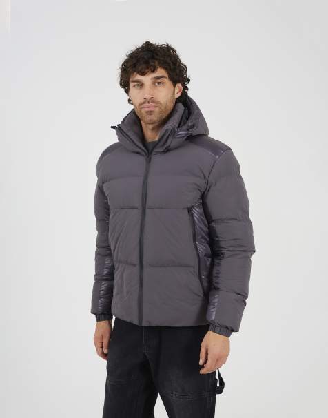 Brave Soul Padded hooded zip-up jacket in grey - view 1