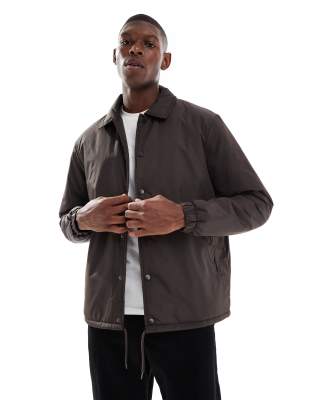 Brave Soul Padded Jacket With Collar In Brown