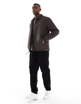 Brave Soul Padded Jacket With Collar In Brown