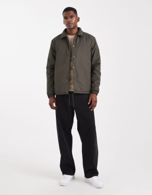 Brave Soul Padded Jacket With Collar In Green