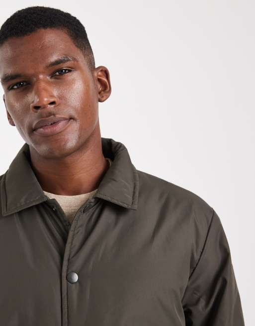 Brave Soul padded jacket with collar in khaki, 5 of 5