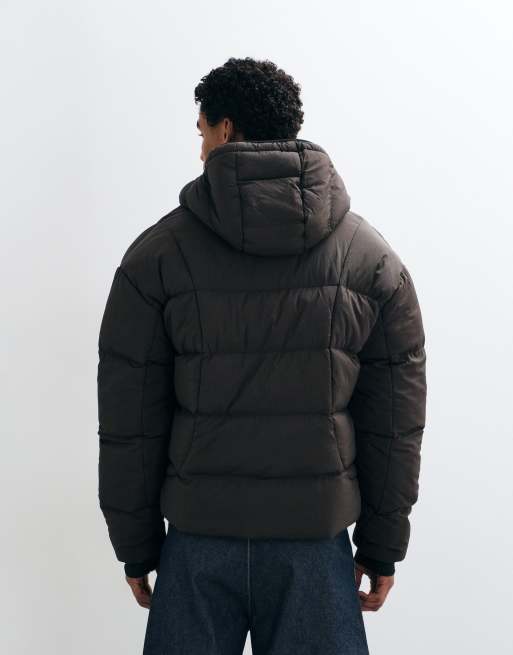 Brave Soul padded jacket with hood in brown, 3 of 5