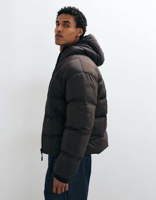 Brave Soul padded jacket with hood in brown, 4 of 5