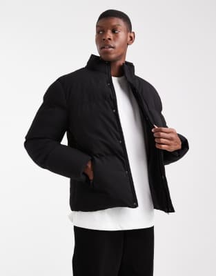 Brave Soul Padded Puffer Jacket In Black