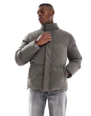 Brave Soul Padded Puffer Jacket In Gray