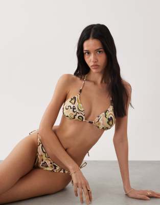 Brave Soul Paisley Print Triangle Bikini Top In Multi