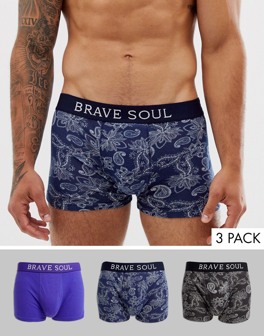 Brave Soul – Paisleymönstrade boxershorts i 3-pack-Marinblå