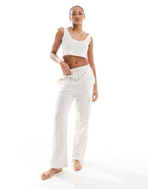 Brave Soul pajama set with floral print in white - view 1