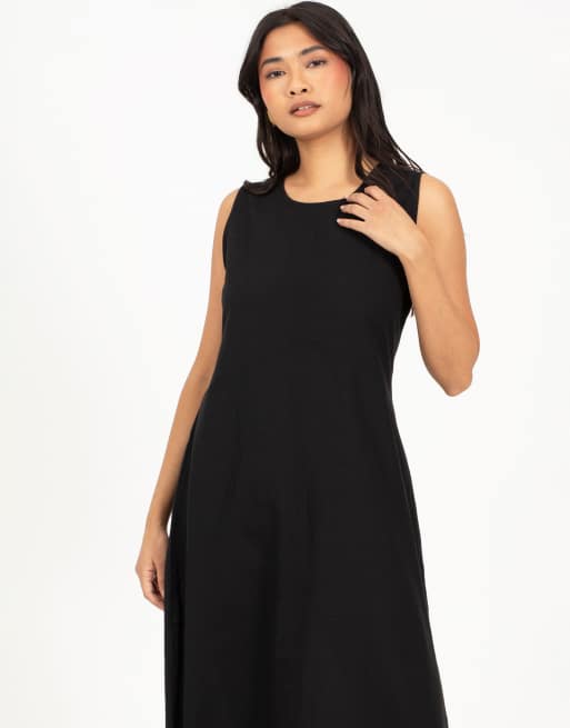 Brave Soul Panelled sleeveless crew neck midi dress in black, 2 of 4