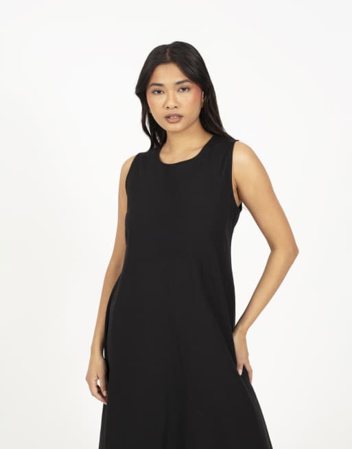 Brave Soul Panelled sleeveless crew neck midi dress in black, 3 of 4