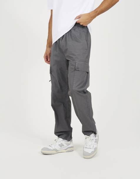 Brave Soul - Pantalon cargo ample en popeline de coton - Gris - view 1
