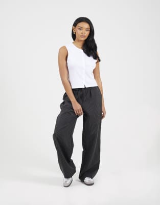 Brave Soul - Pantalon de costume droit à rayures - Noir