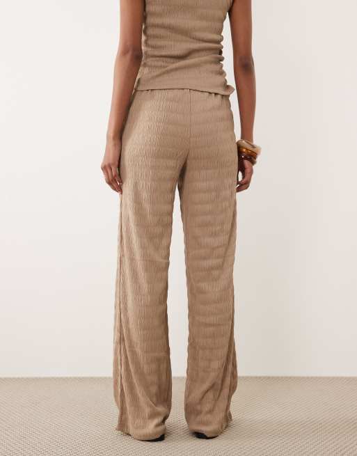Brave Soul - Pantalon large d'ensemble en jersey texturé - Marron moka, 3 de 5