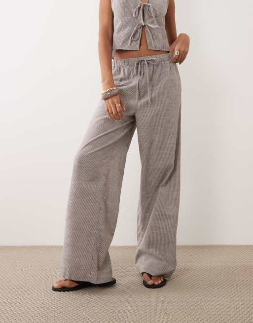 Brave Soul - Pantalon large d'ensemble noué à la taille - Rayures marron, 2 de 5