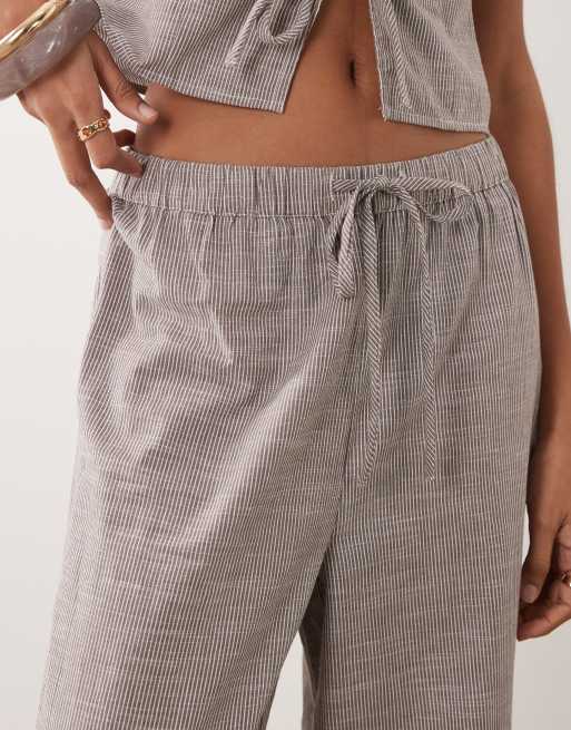 Brave Soul - Pantalon large d'ensemble noué à la taille - Rayures marron, 3 de 5