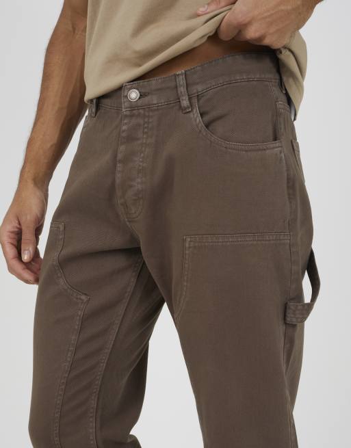 Brave Soul - Pantalon slim style charpentier en coton - Marron, 4 de 4