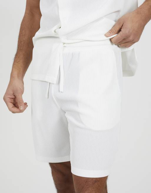 Brave Soul - Pantaloncini a pieghe color crema, 4 di 4