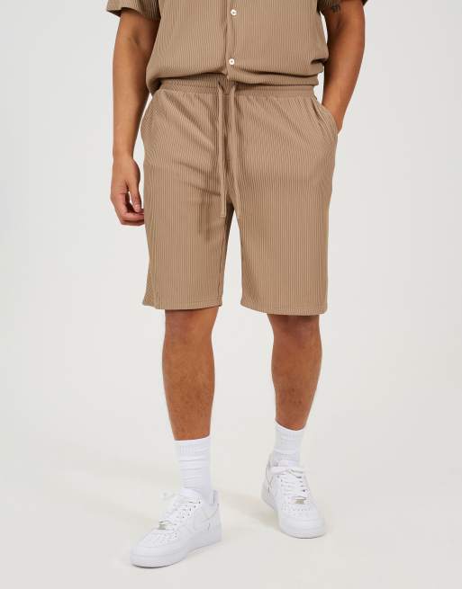 Brave Soul - Pantaloncini a pieghe color tortora