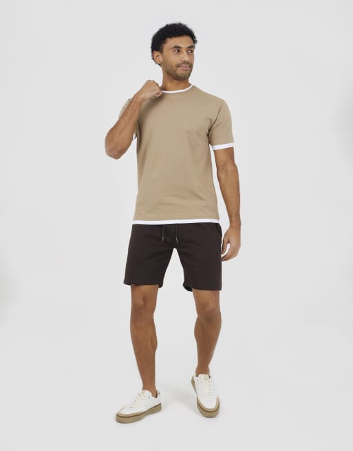 Brave Soul - Pantaloncini basic in felpa color cioccolato, 3 di 4