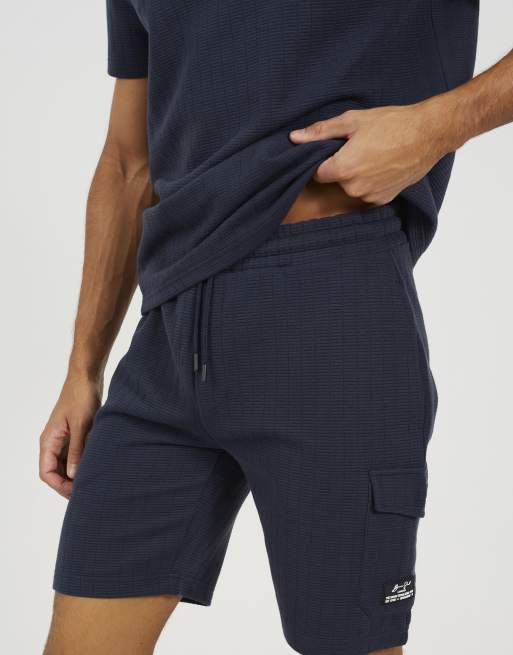 Brave Soul - Pantaloncini blu navy con vita elasticizzata e tasca applicata, 4 di 4