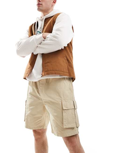 Brave Soul - Pantaloncini cargo in cotone ripstop color pietra